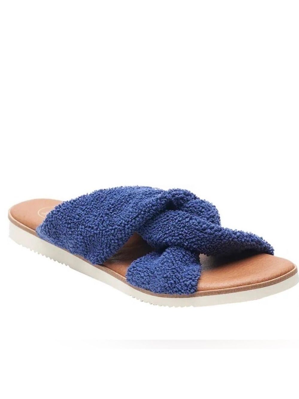 Andre Assous Tristan Terrycloth Slip On Slide Sandals in Navy Blue - NWT
